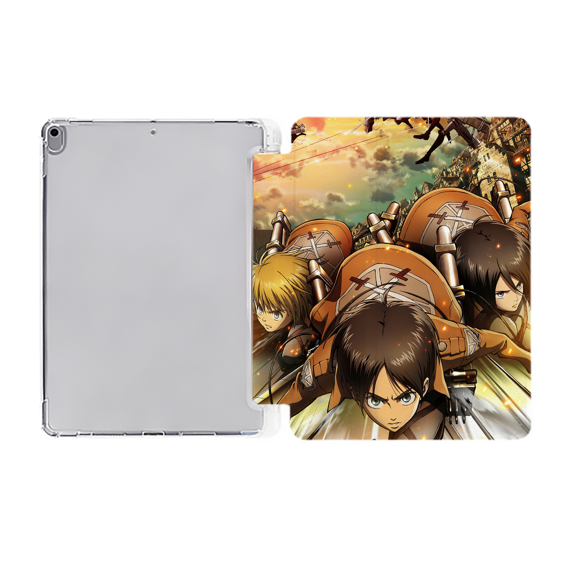 （画像用） 進撃の巨人 Attack on Titan IPad ケース ペン収納付き 三つ折りスタンド PUレザー×シリコン 対応機種9.5/10.5/10.9インチ